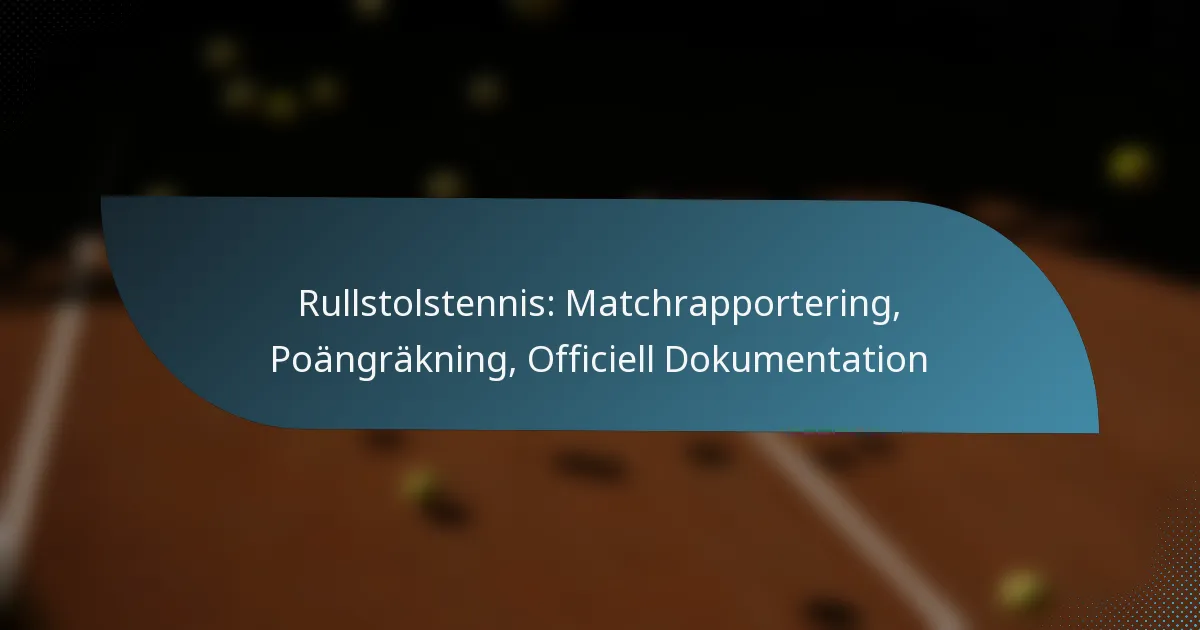 Rullstolstennis: Matchrapportering, Poängräkning, Officiell Dokumentation