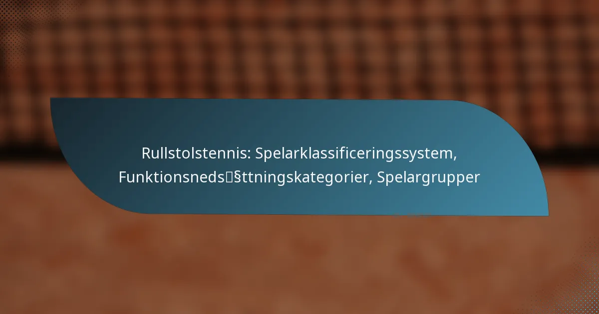 Rullstolstennis: Spelarklassificeringssystem, Funktionsnedsättningskategorier, Spelargrupper