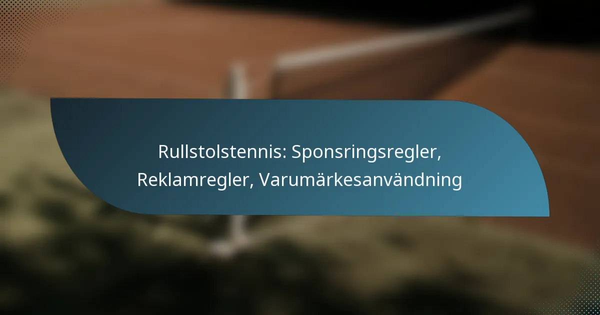 Rullstolstennis: Sponsringsregler, Reklamregler, Varumärkesanvändning